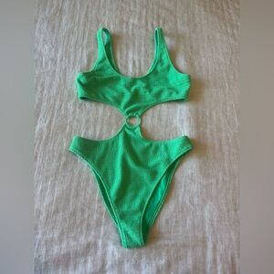 La Hearts Green Cutout One Piece Swimsuit